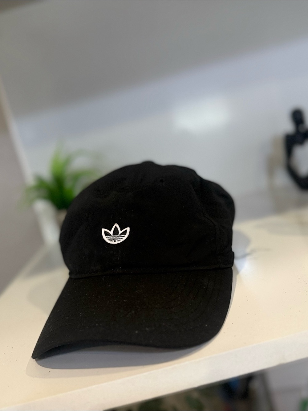 adidas Black Baseball Cap with White Trefoil Logo